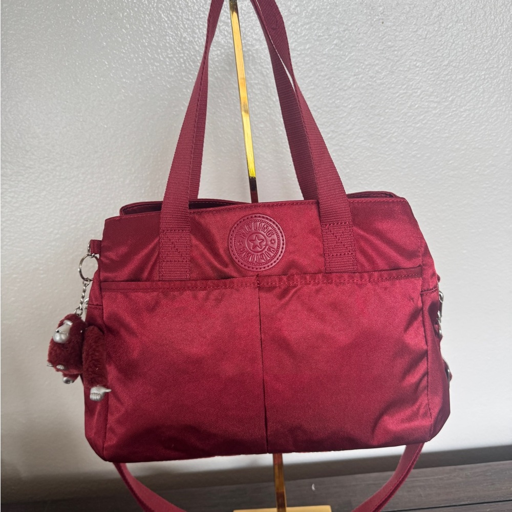 Kipling Kenzie Shoulder Bag Cherry Red Tote Bag - Picture 4 of 11